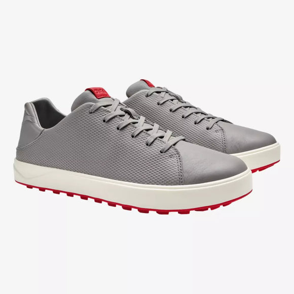 Olukai Men's Wai'alae Golf Shoes- Grey/Red