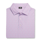 FootJoy Floral Sketch Print Lisle Polo- Pink Lemonade/ Skyway