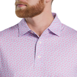 FootJoy Floral Sketch Print Lisle Polo- Pink Lemonade/ Skyway