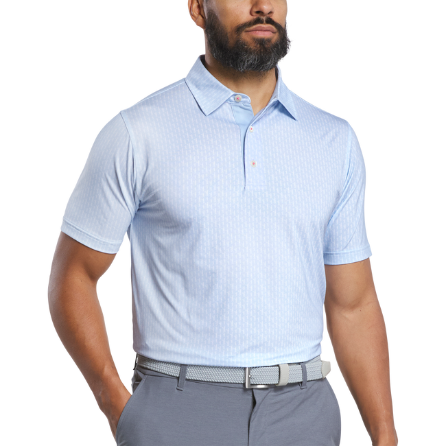 FootJoy Figure Print Lisle Polo- Skyway/White
