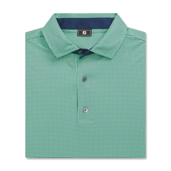 FootJoy Men's Circle Foulard Lisle Polo- Seafoam/Navy
